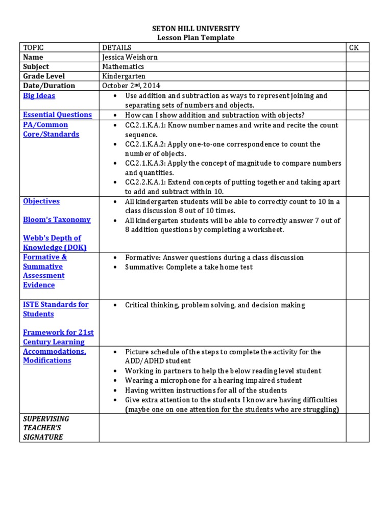 lesson plan draft Lesson Plan Quality Of Life