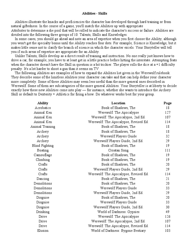 Abilities - Skills | PDF | Cartridge (Firearms) | Mountaineering