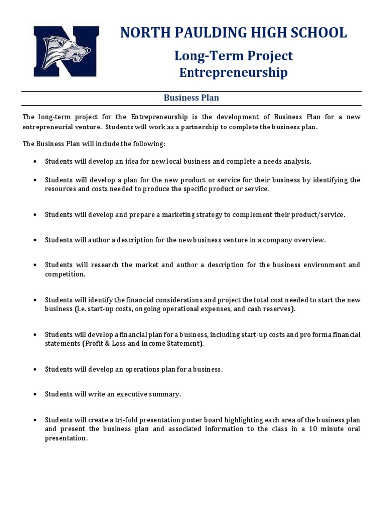 Entrepreneur project example picture
