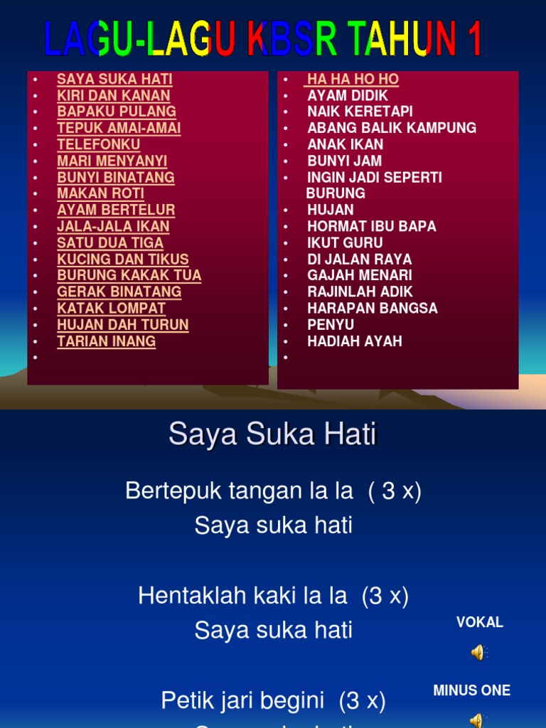 Lagu Lagu Kbsr Tahun 1 Pdf