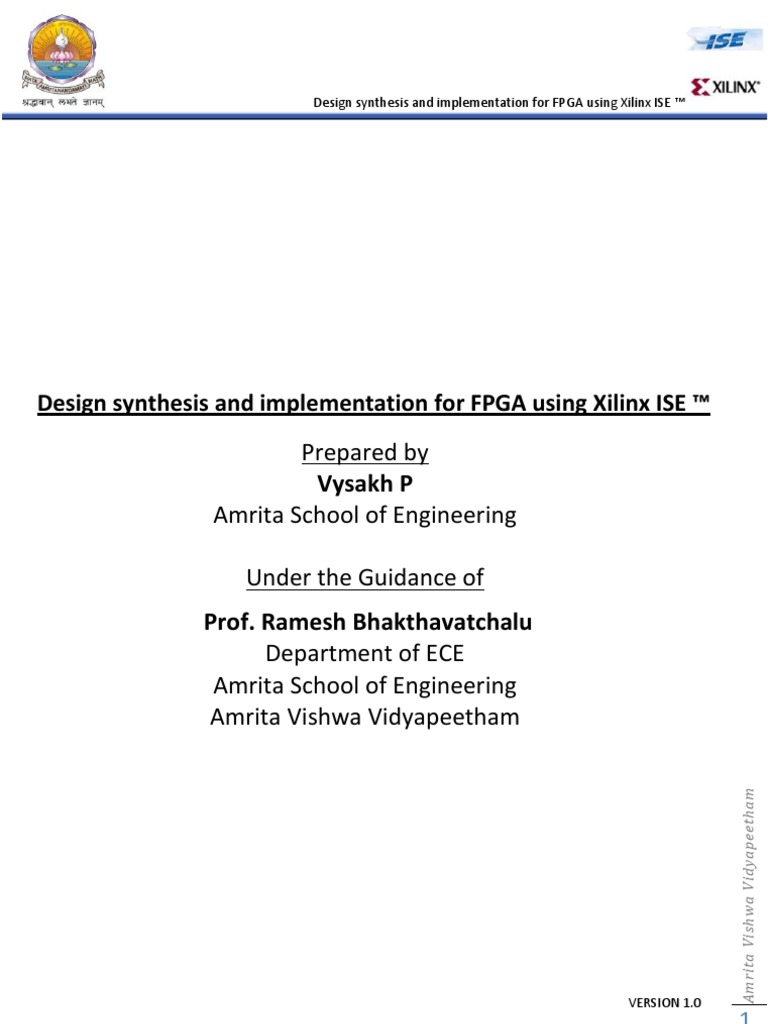 Design Synthesis and Implementation For FPGA Using Xilinx ISE ™ V 1.0 | PDF