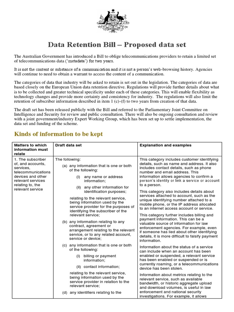 Australia’s Data Retention Bill Overview | PDF | Telecommunication ...