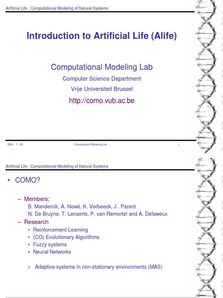 Introduction To Artificial Life (Alife) : Computational Modeling Lab ...