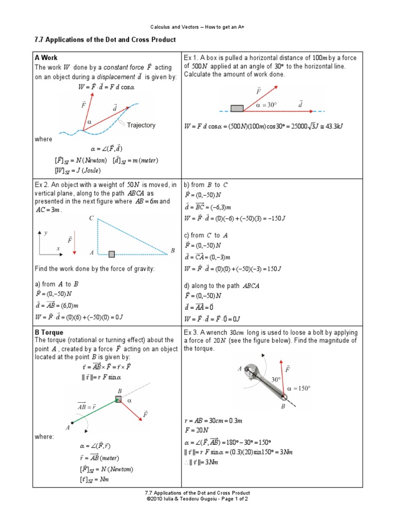 77 Applications of The Dot and Cross Product | PDF | Torque | Acceleration