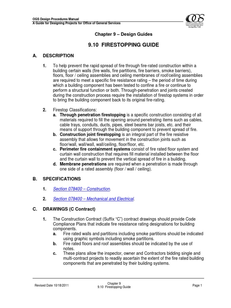 09100 Fire Stopping Guide Wall Architectural Design