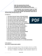 Adjudication Order Against 18 Entities in The Matter of Goldstone Technologies Ltd.