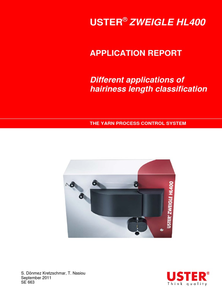 U Z HL400 Hairiness PDF Yarn Spinning (Textiles)