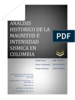Analisis Historico de La Magnitud e Intensidad Sismica en Colombia