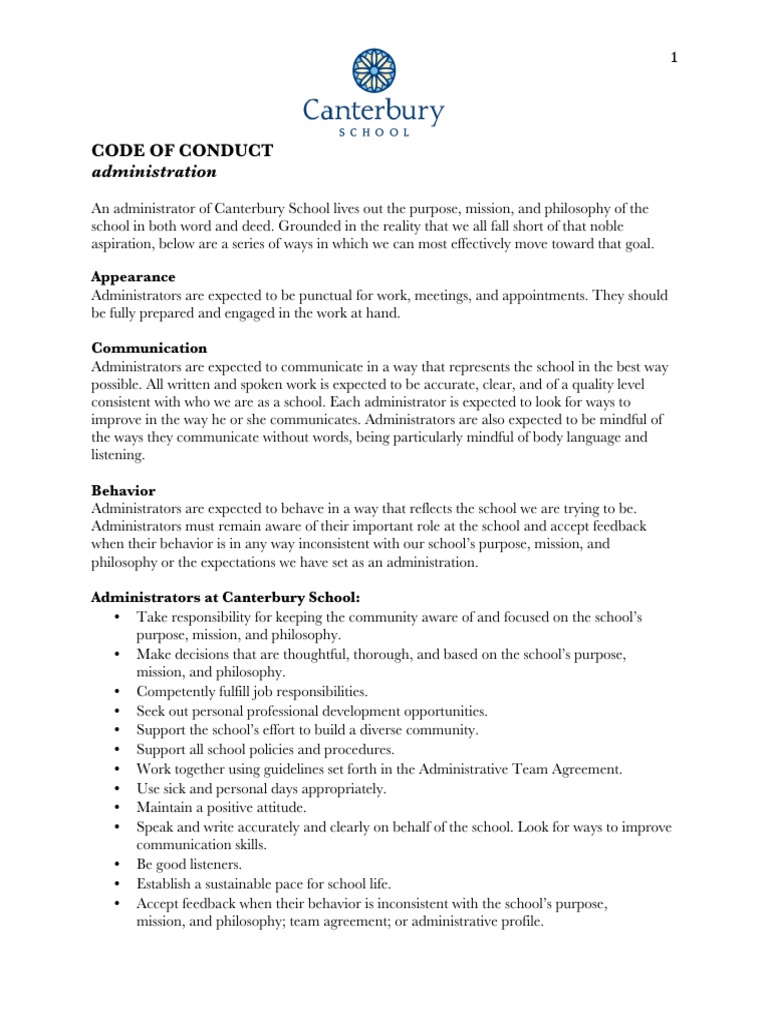Code of Conduct for Administrators | Leadership | Leadership & Mentoring