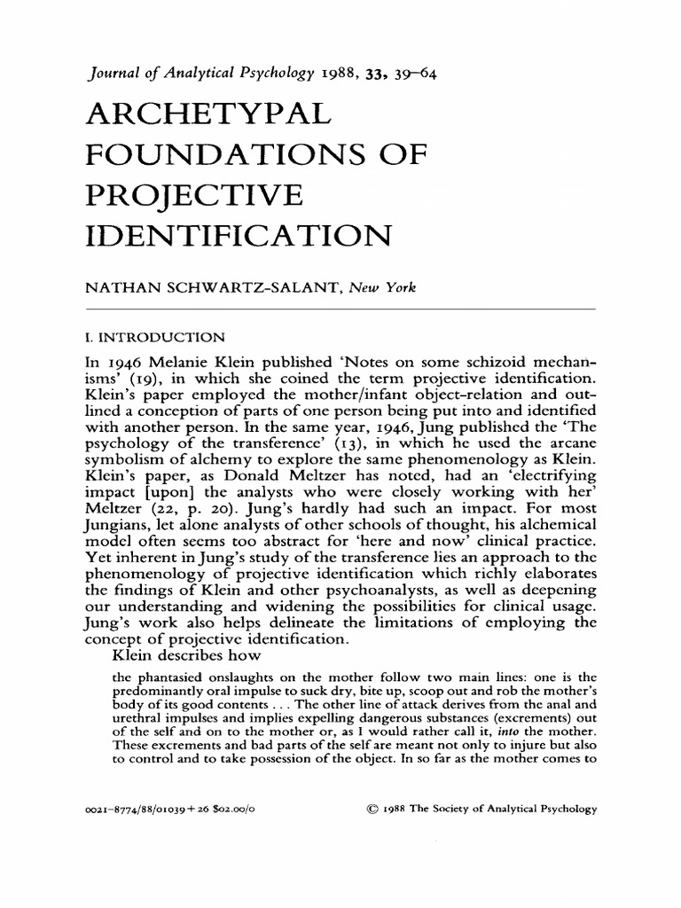 Archetypal foundations of projective identification pdf foreign