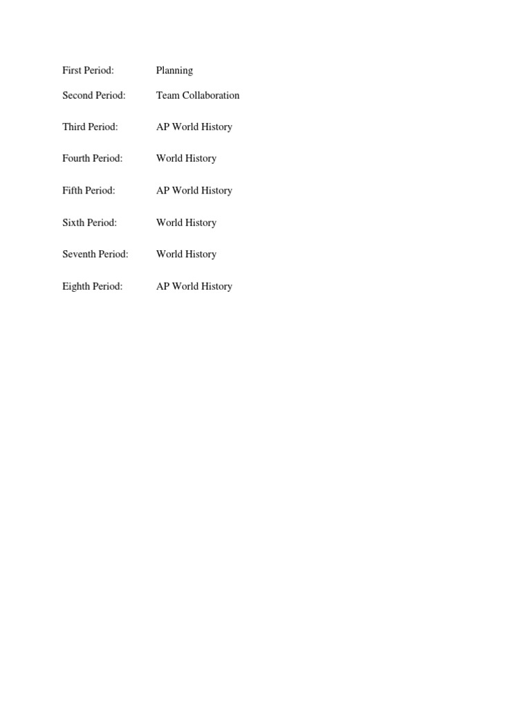 Class Schedule for AP and World History | PDF