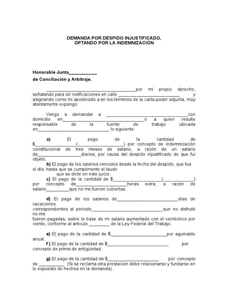 Demanda Por Despido Injustificado 