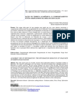 Uso Da Informação No Âmbito Acadêmico - o Comportamento Informacional de Pós-Graduandos Da Área de Educação