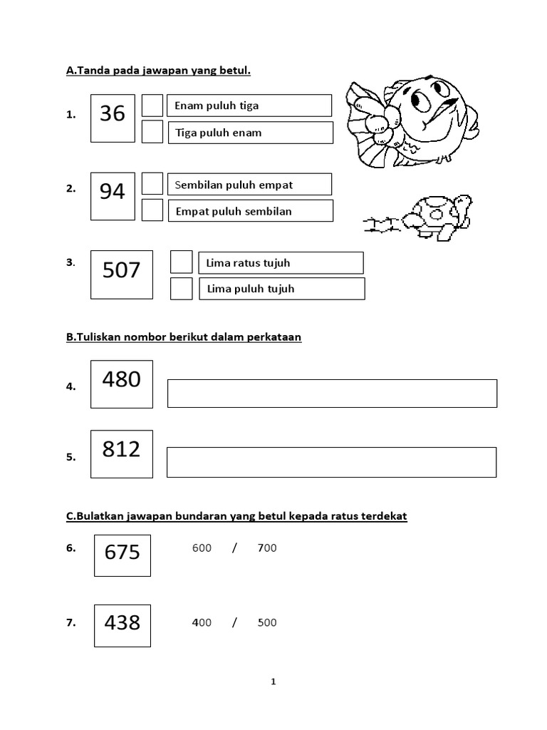 Soalan Matematik Tahun 2 Pdf