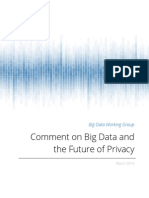 Comment on Big Data Future of Privacy