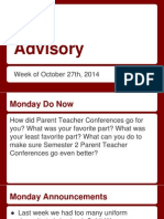 advisory week of october 27th