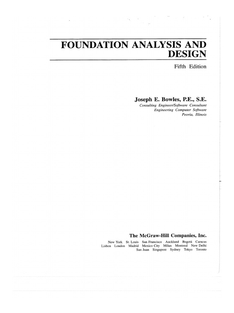 Foundation Analysis and Design 5th Edition Joseph E Bowles PDF PDF