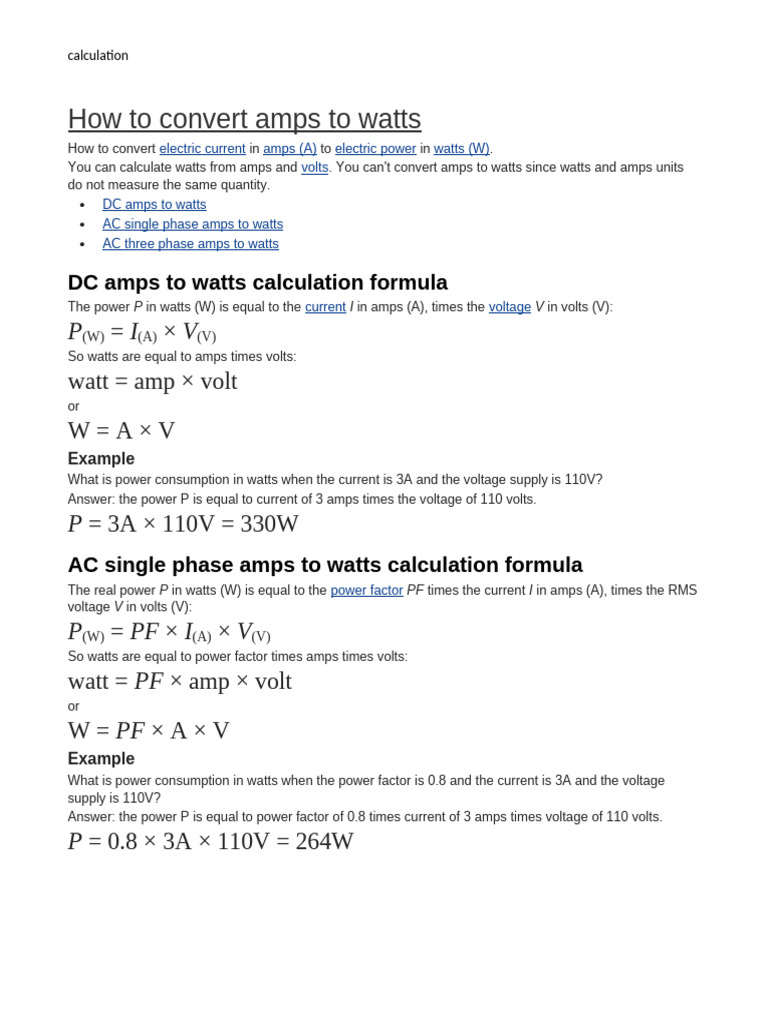 How To Convert Amps To Watts PDF Kilowatt Hour Incandescent Light
