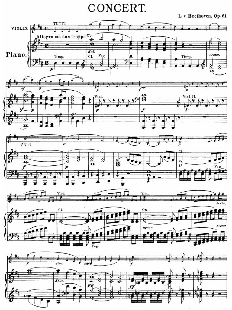 Beethoven - Violin Concerto in D Major, Op. 61 | PDF