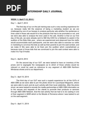 Internship Daily Journal | PDF | Advertising | Business