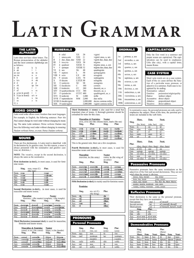 Latin Grammar (Quick | PDF | Syntactic Relationships | Linguistic ...