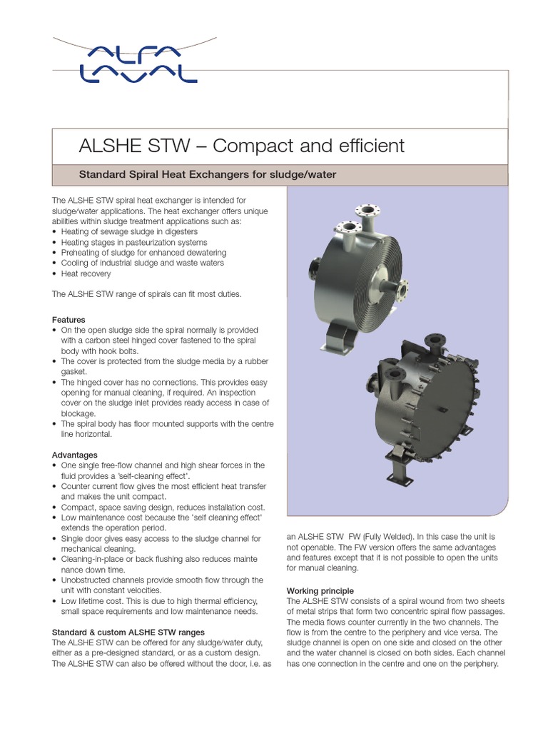 Spiral Heat Exchanger, STW Alfa Laval Heat Exchanger Building Engineering