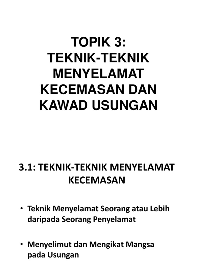 Topik 3 1 Cara Cara Menyelamat Kecemasan Pdf