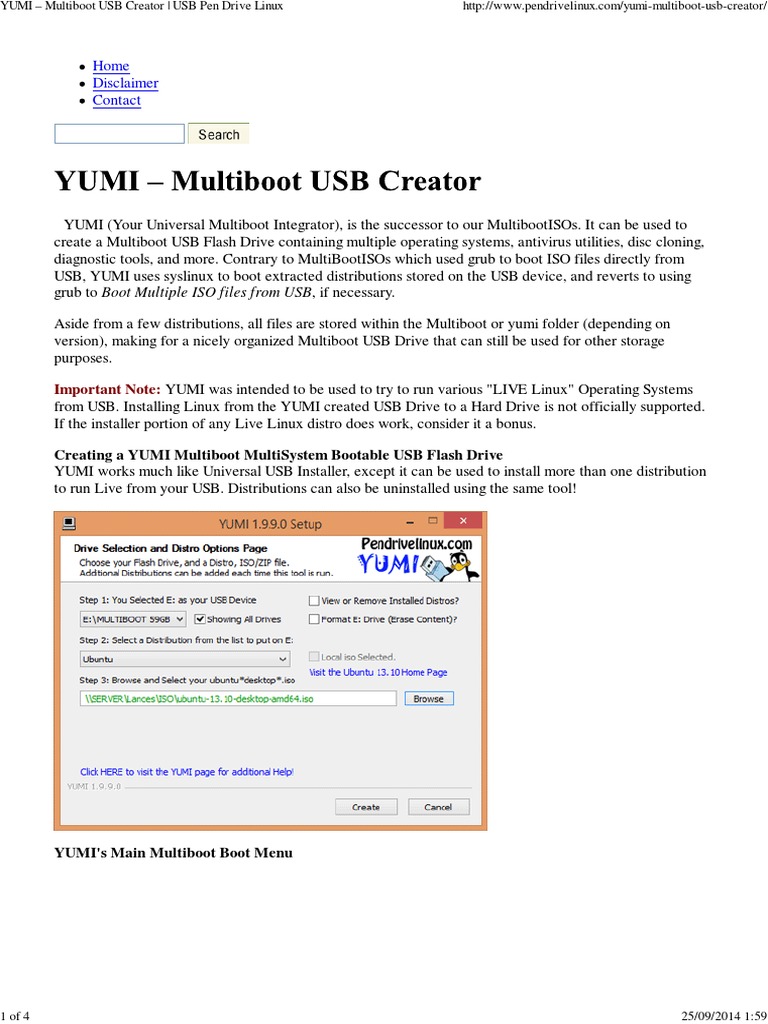 YUMI Multiboot USB Creator USB Pen Drive Linux PDF Usb Flash