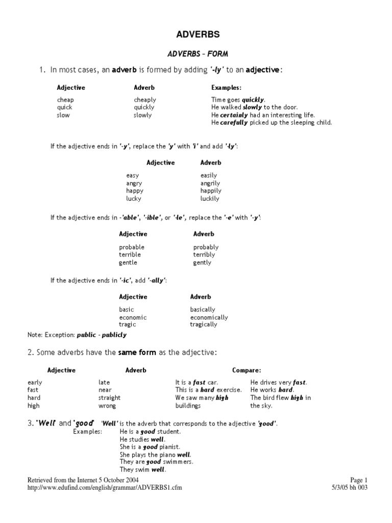 003 Adverbs | PDF