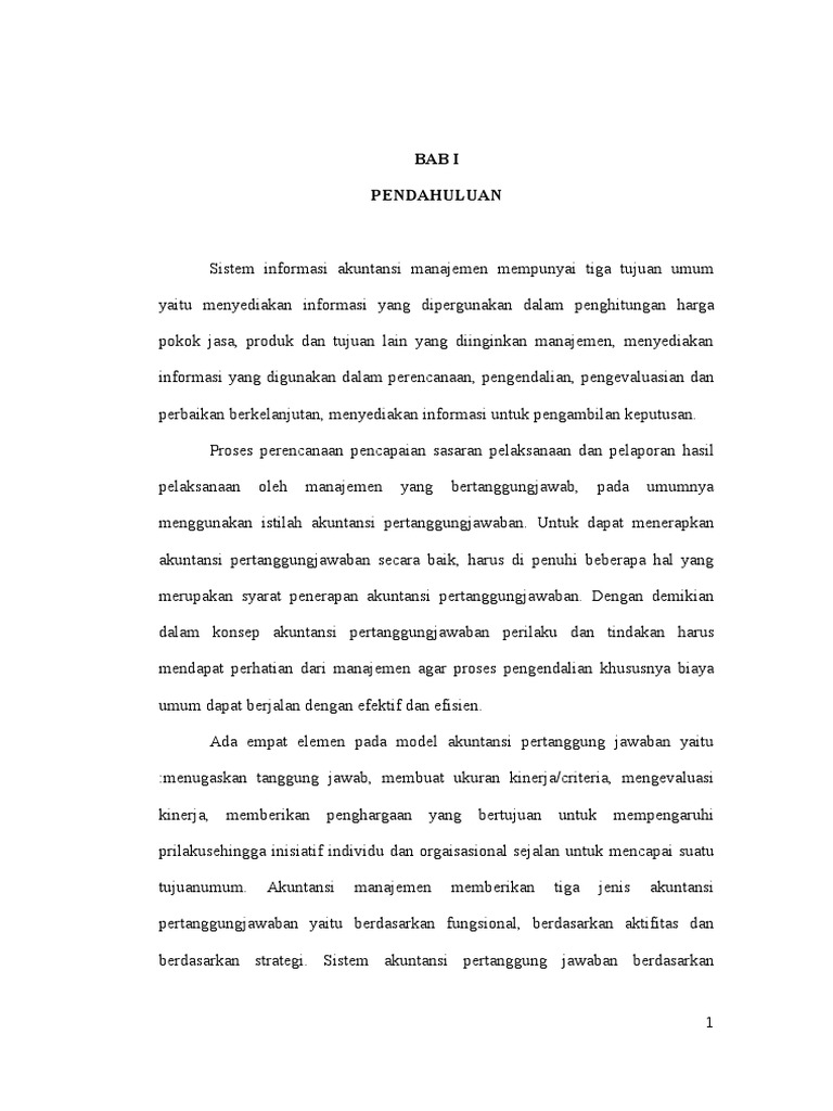 Makalah Akuntansi Manajemen Pusat Pertanggung Jawaban