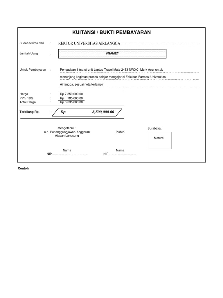 Contoh Kwitansi