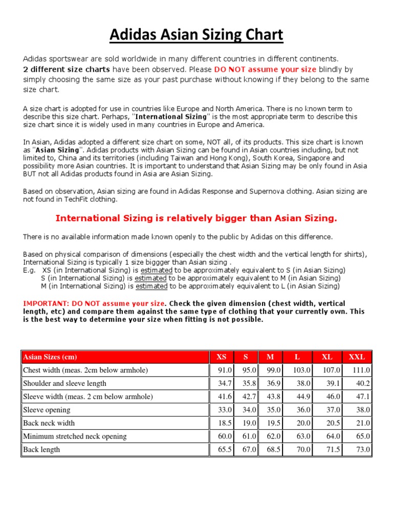 Activewear Sizing Chart, Quality Gym Wear