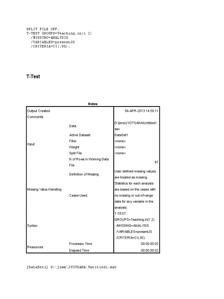 T-Test Analysis for Teaching Methods | PDF
