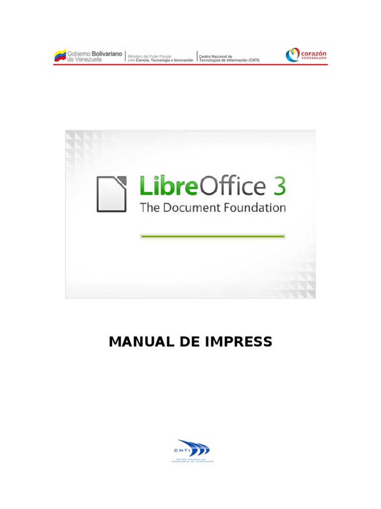 Manual LibreOffice Impress PDF Contenido libre Informática