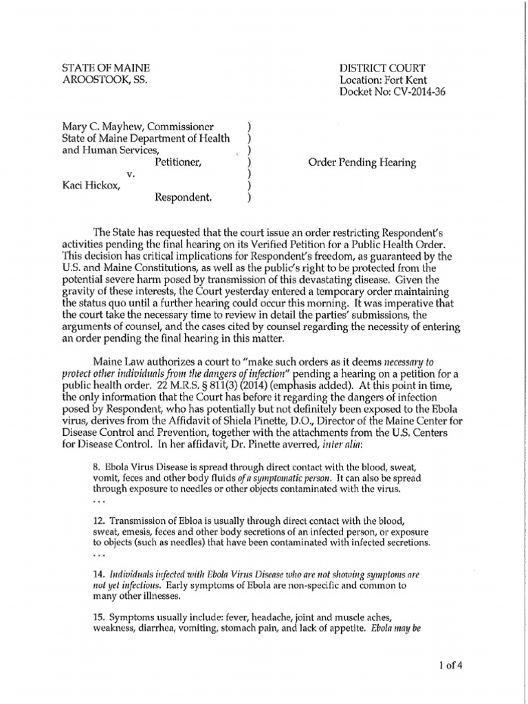 Maine Judge Order Pending Hearing | PDF | Foreign Language Studies