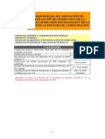 Cronograma de Asignación de Trabajo Fin de Grado (TFG) de La Facultad de Ciencias Sociales Y de La Comunicación para El Curso 2014-2015