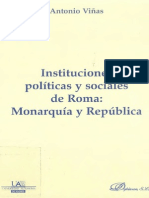 Antonio Viñas, Instituciones Políticas y Sociales de Roma. Monarquía y República