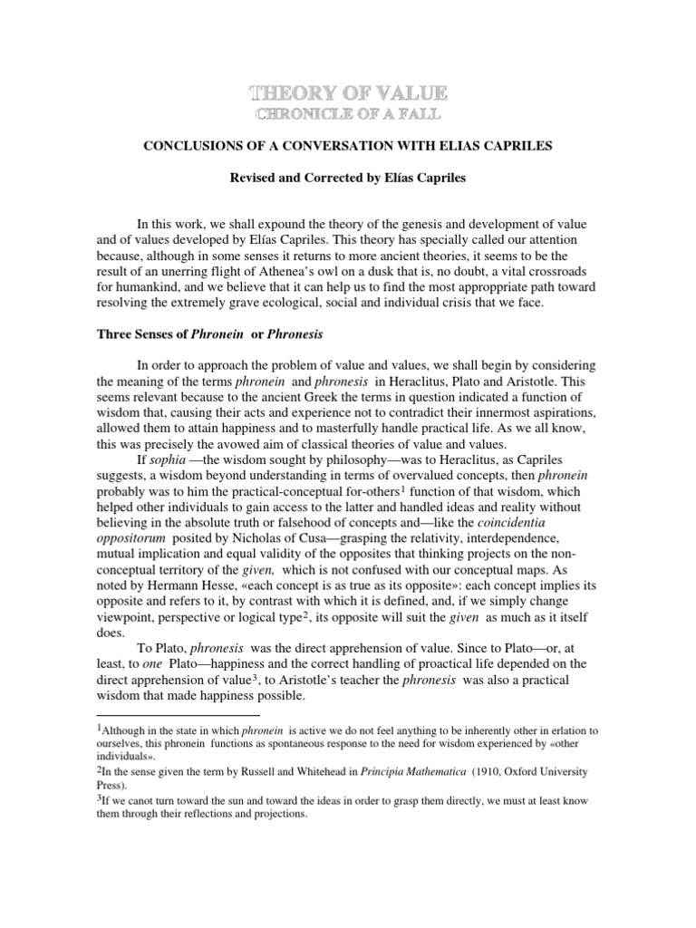Theory of Value by Elias Capriles PDF Wisdom Logos