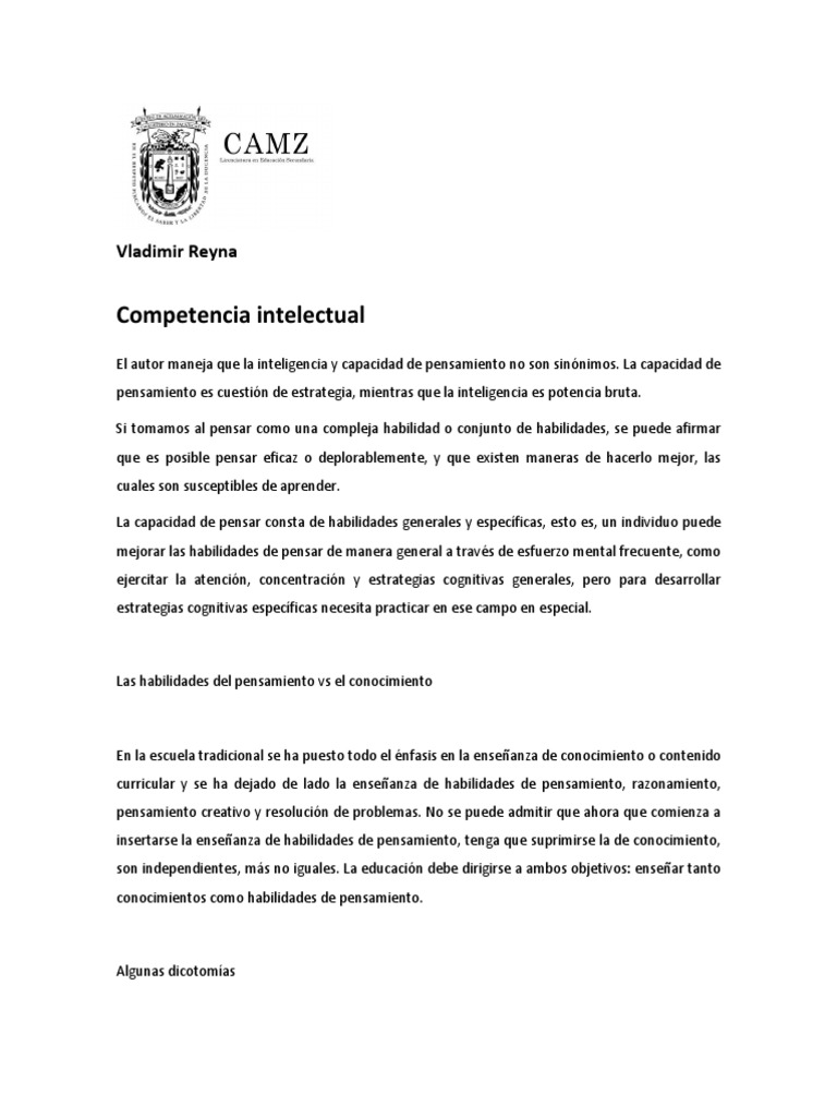 17 7 14 Competencia Intelectual | PDF