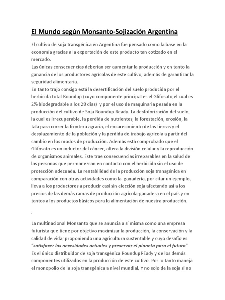 quot El Mundo Seg n Monsanto quot an lisis - 1560791446