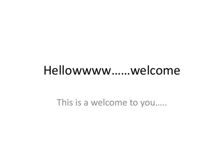 Welcome Message for New Users | PDF