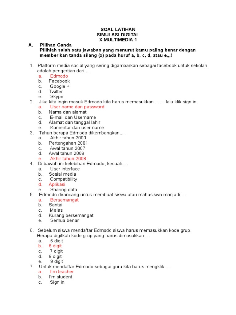 Ujian Simdig Kelas 10 Contoh Soal - Soal Rumit