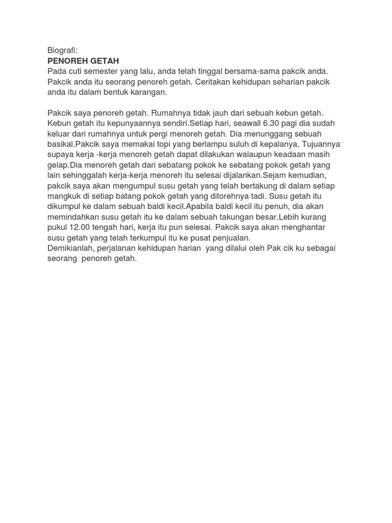 Biografi Penoreh Getah Pdf