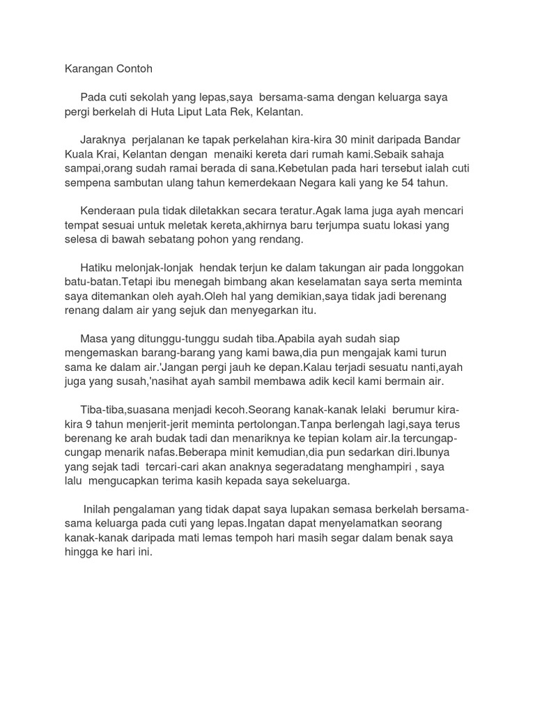 Karangan Contoh pengalaman