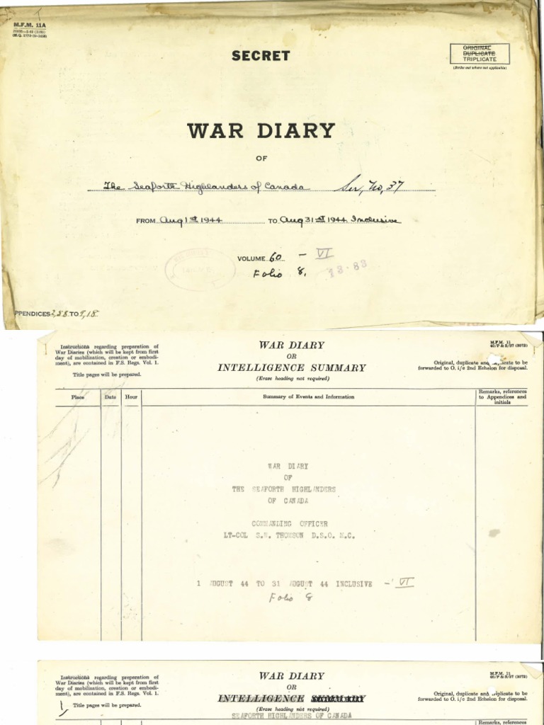 60 War Diary August 1944 all pdf Military Science