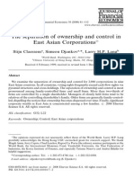 The Separation of Ownership and Control in East Asian Corporations 1. Journal of Financial Economics, 581-2 81–112.