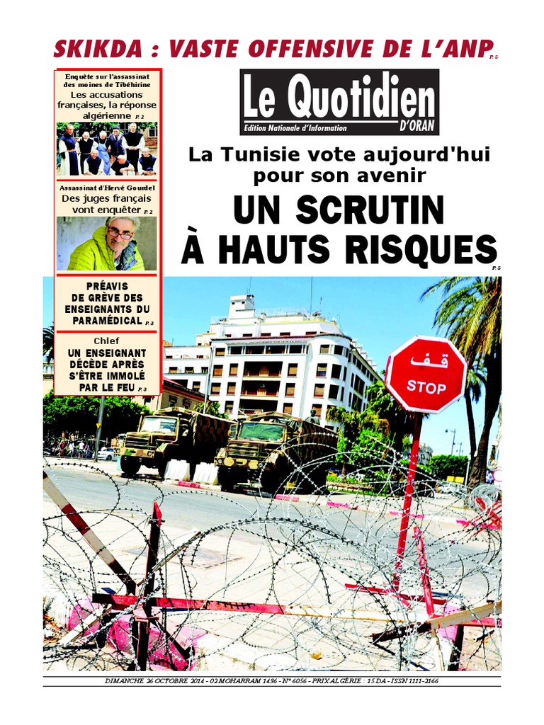 Le Quotidien d' Oran Du 26-10-2014 | PDF | Algérie | Tunisie