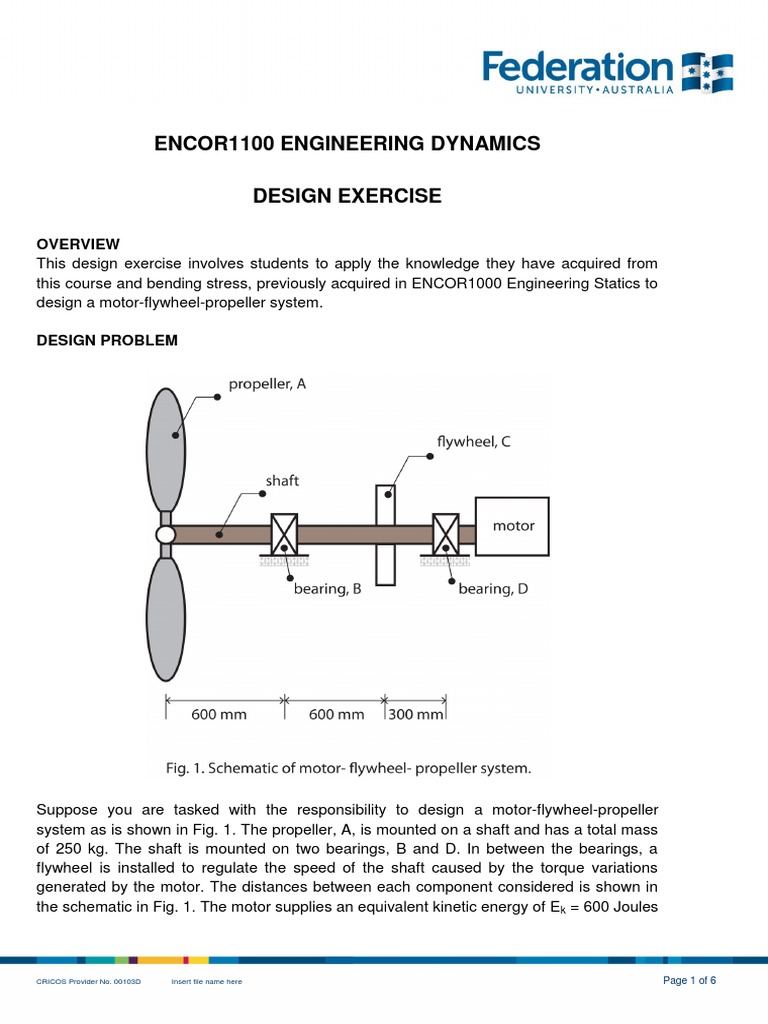 Encor1100 Engineering Dynamics Design Exercise | PDF | Strength Of ...