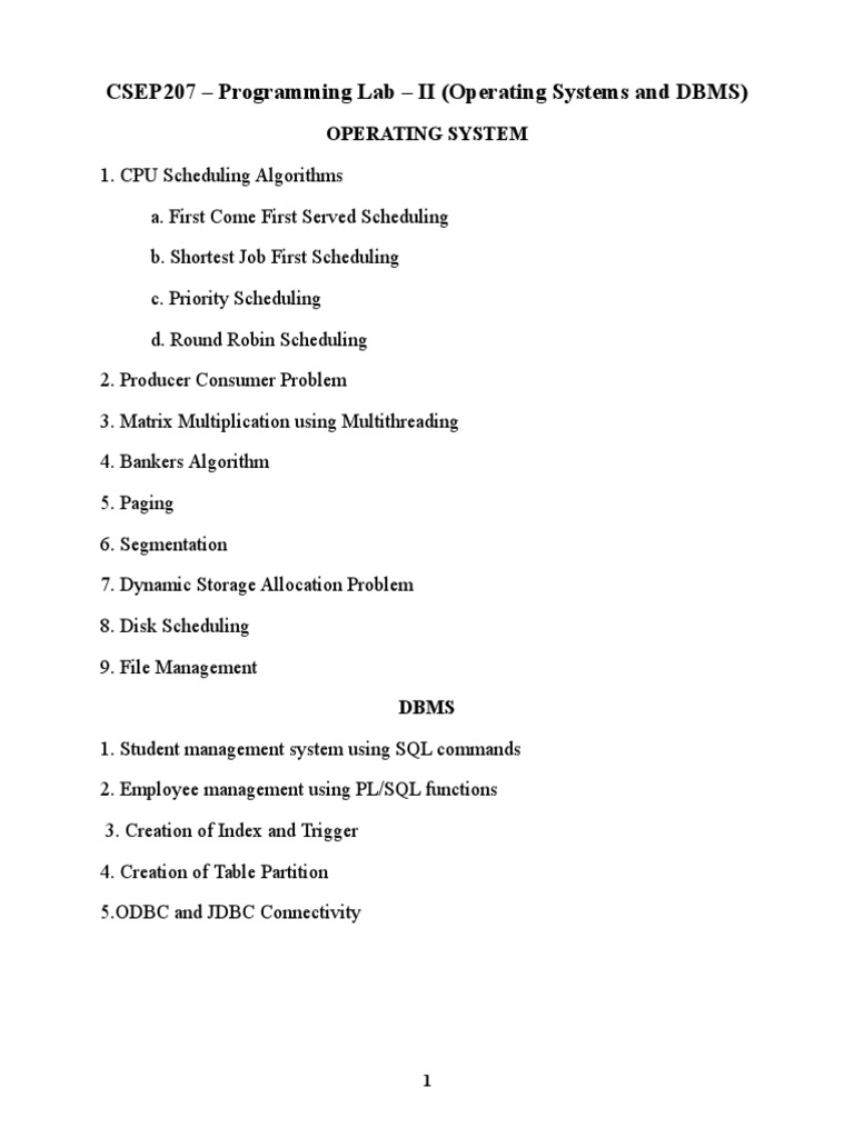 OS and DBMS Programming Lab Guide | PDF | Scheduling (Computing ...