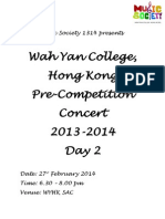 Wah Yan College, Hong Kong Pre-Competition Concert 2013-2014 Day 2